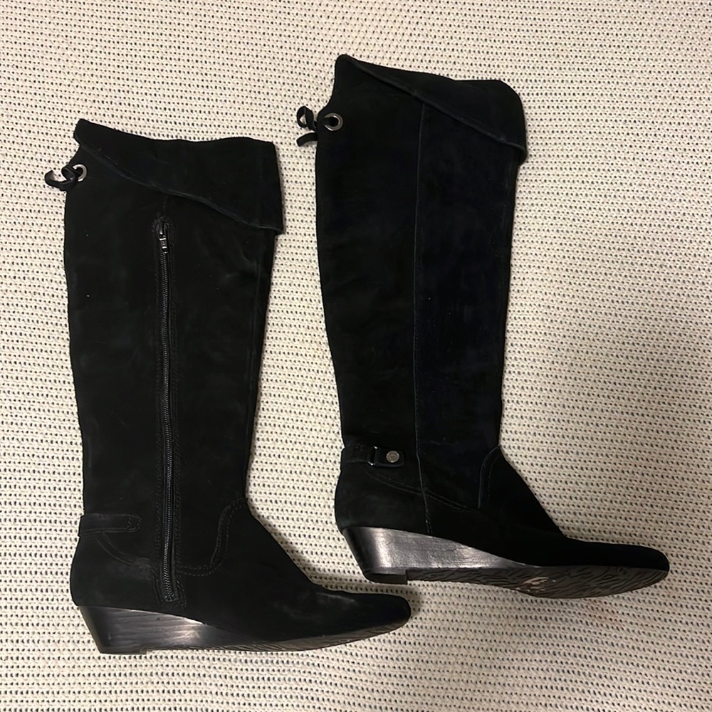 Anne Klein Akari Black Suede Leather Boots 7.5